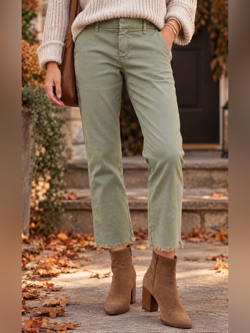 Frank & Eileen Kinsale Sage Green High-Rise Straight Leg Pants - Size 6